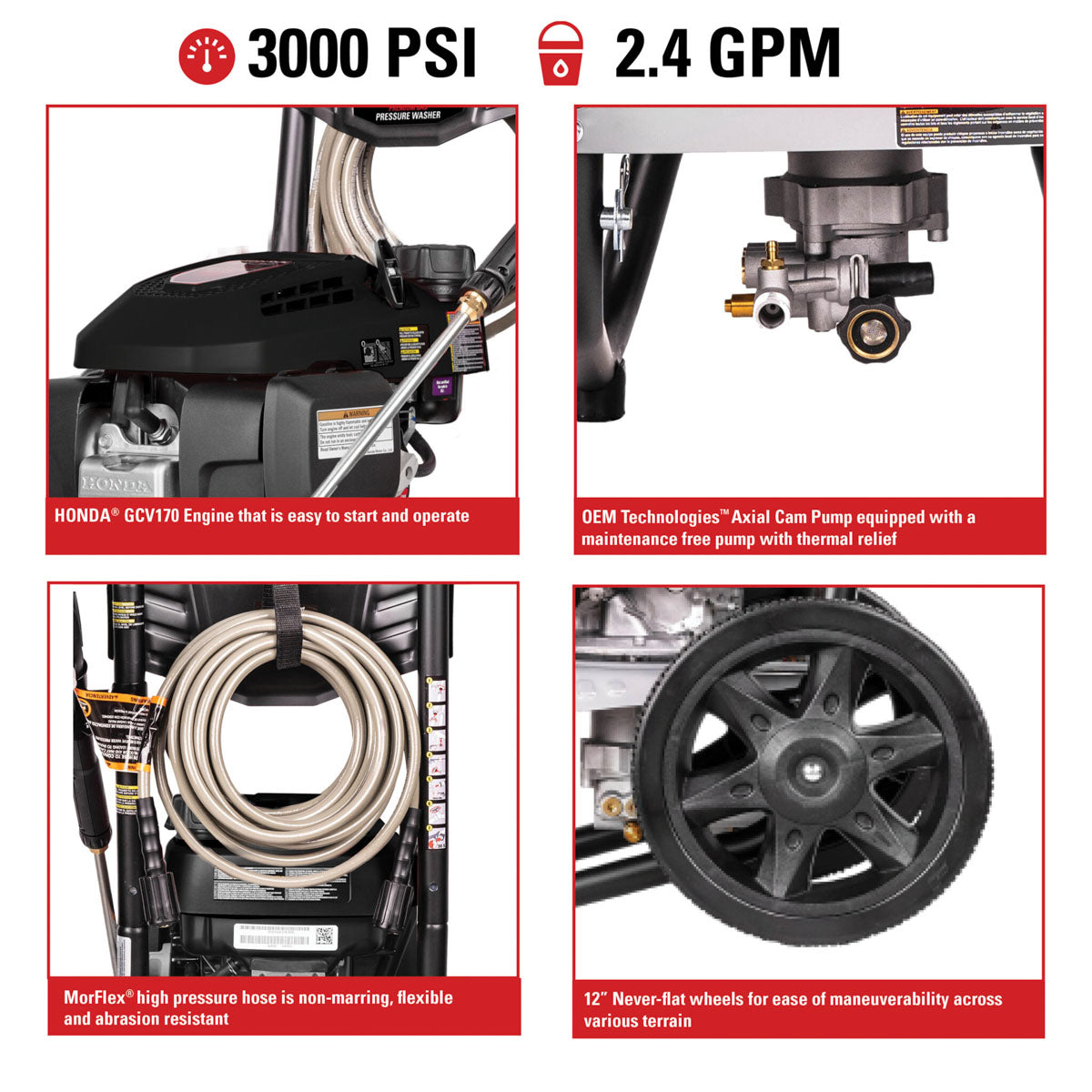 Simpson MS61228 MegaShot Pressure Washer 3000 PSI w/ Honda GCV170 Engine