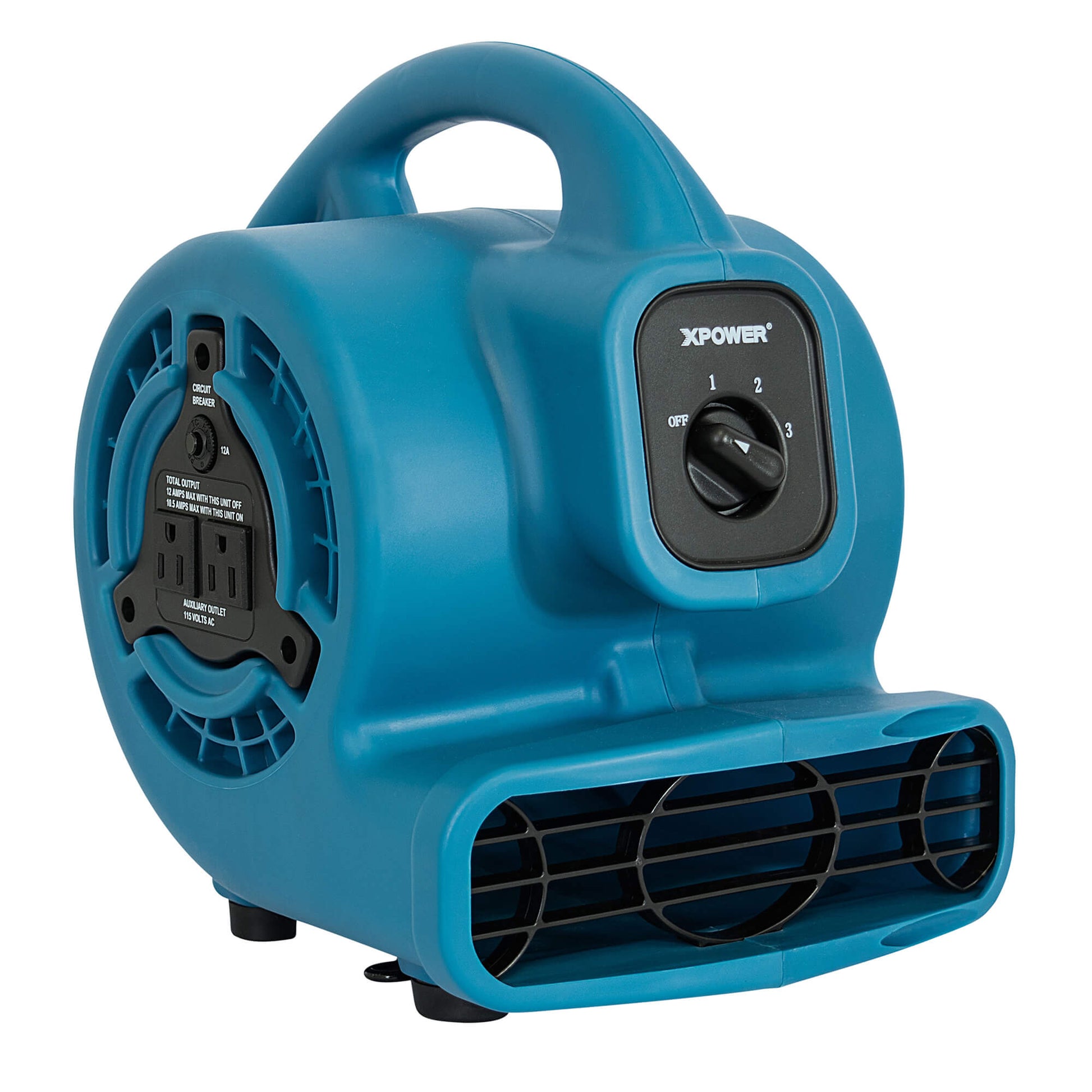 XPOWER P-80A 3 Speed Multi-Purpose Mini Air Mover, Utility Fan, Dryer, Blower with Build-in Power Outlets for Daisy Chain (PP) - Mini Air Mover - XPOWER